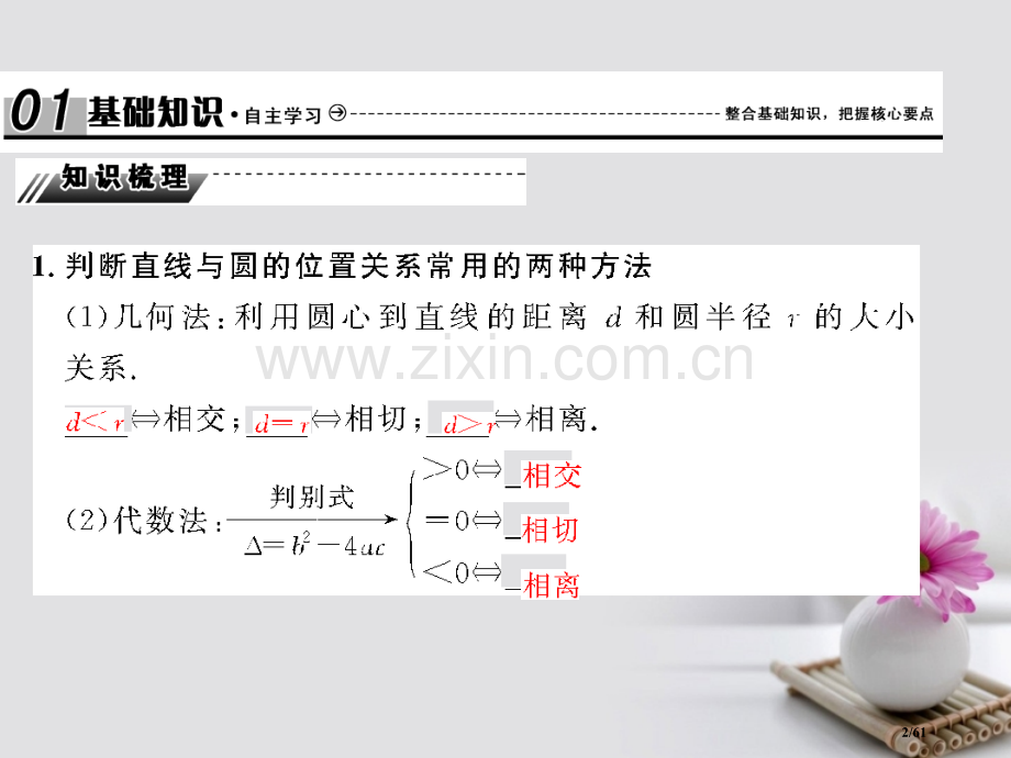 高考数学总复习9.4直线与圆圆与圆的位置关系市赛课公开课一等奖省名师优质课获奖课件.pptx_第2页