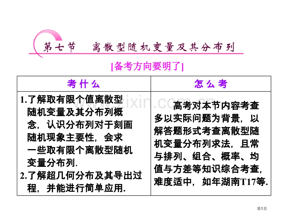 离散型随机变量及其分布列一轮复习市公开课一等奖省赛课微课金奖课件.pptx_第1页