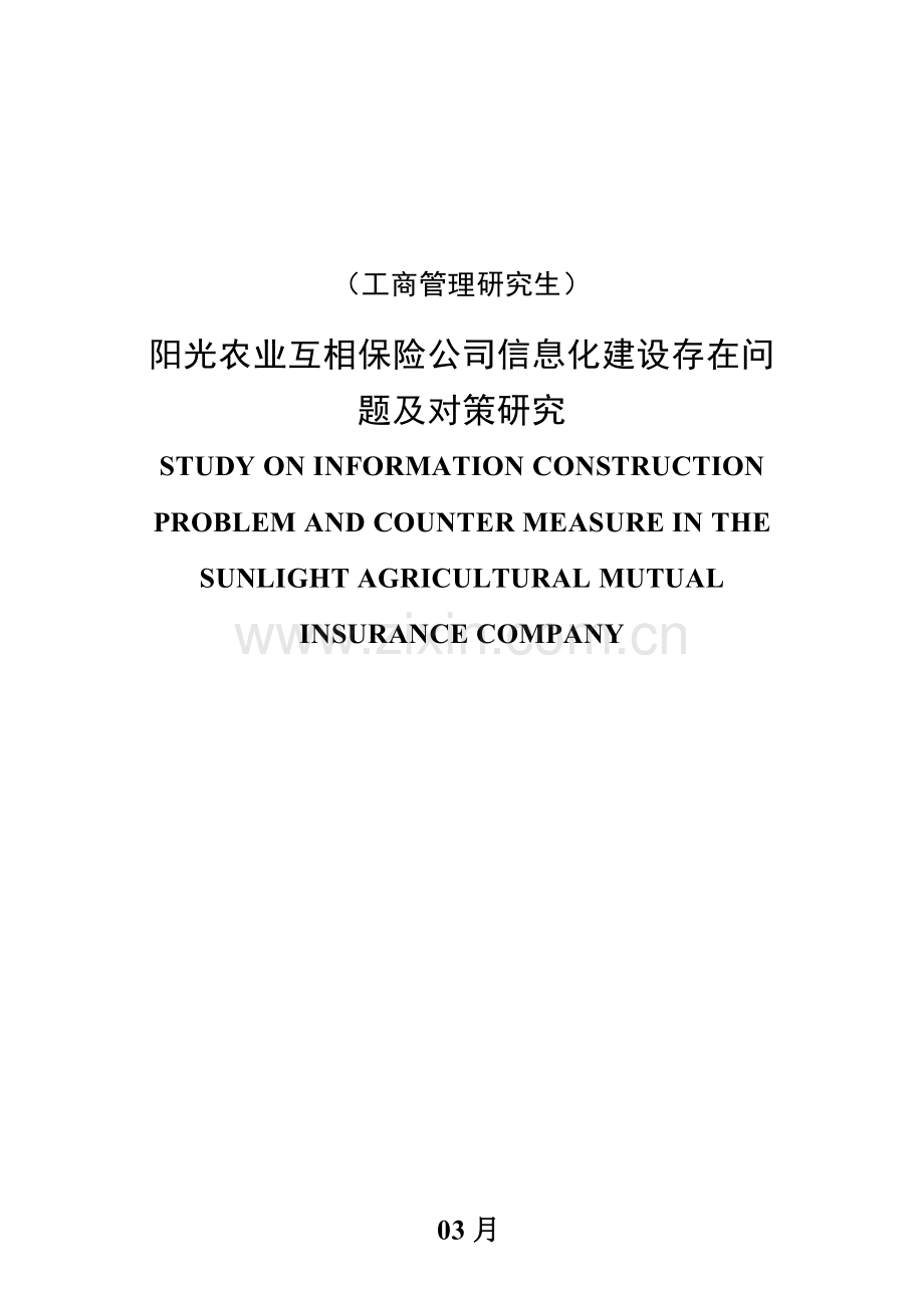 阳光农业相互保险公司信息化建设存在的问题及对策研究样本.doc_第1页