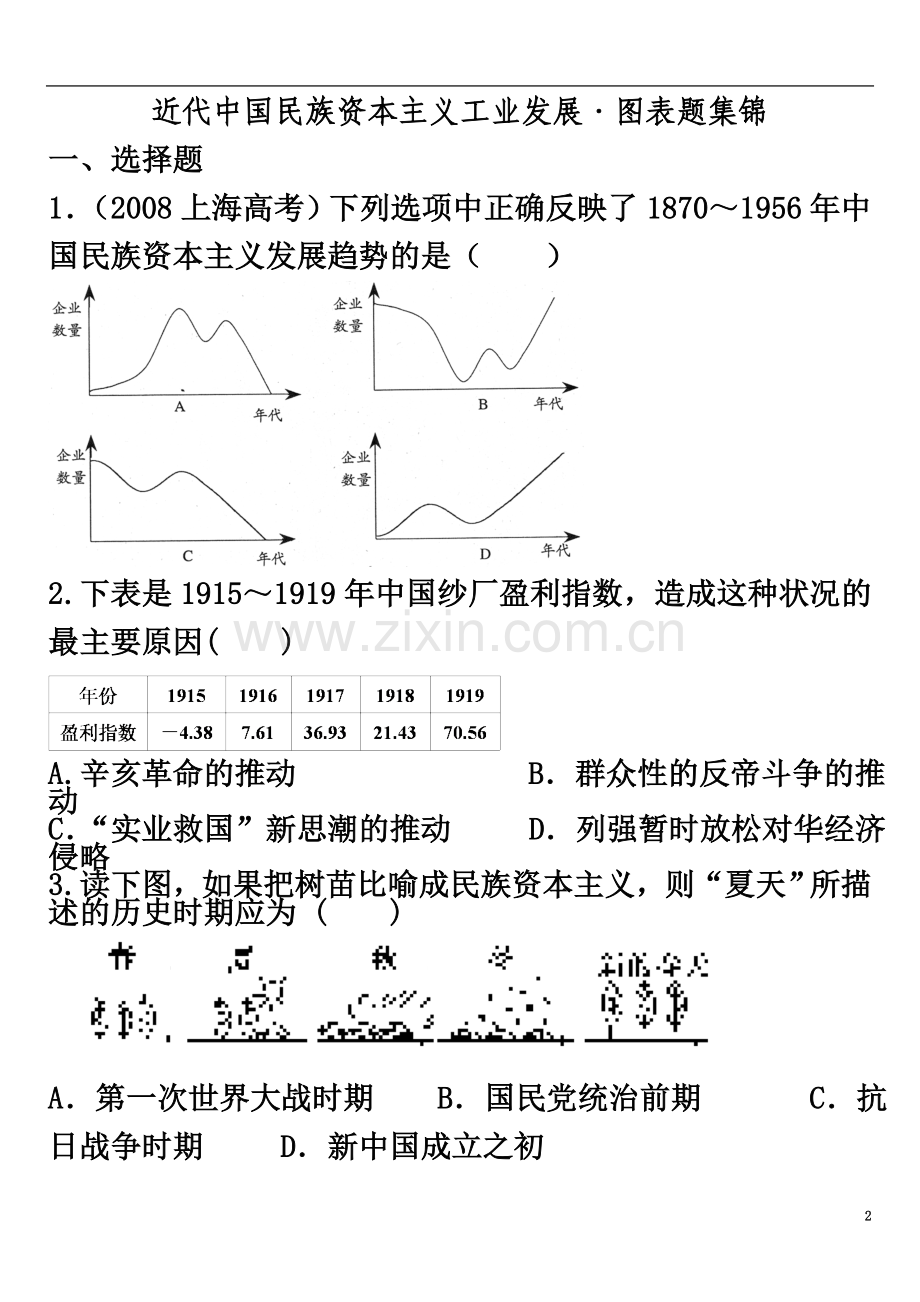 专题二·近代中国民族资本主义曲折发展·图表题专项训练.doc_第2页