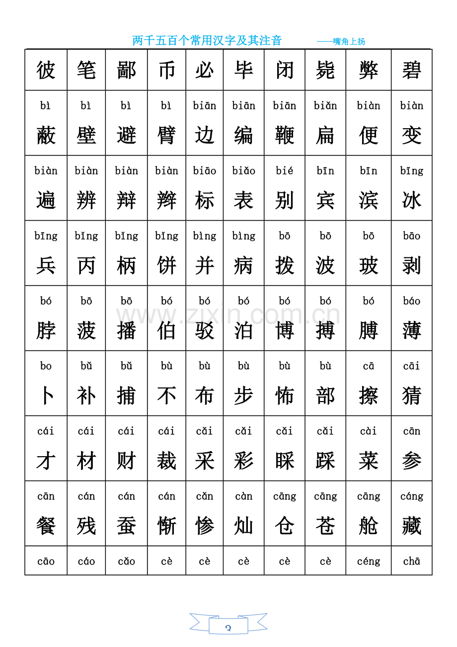 两千五个常用汉字大全(含拼音).doc_第3页