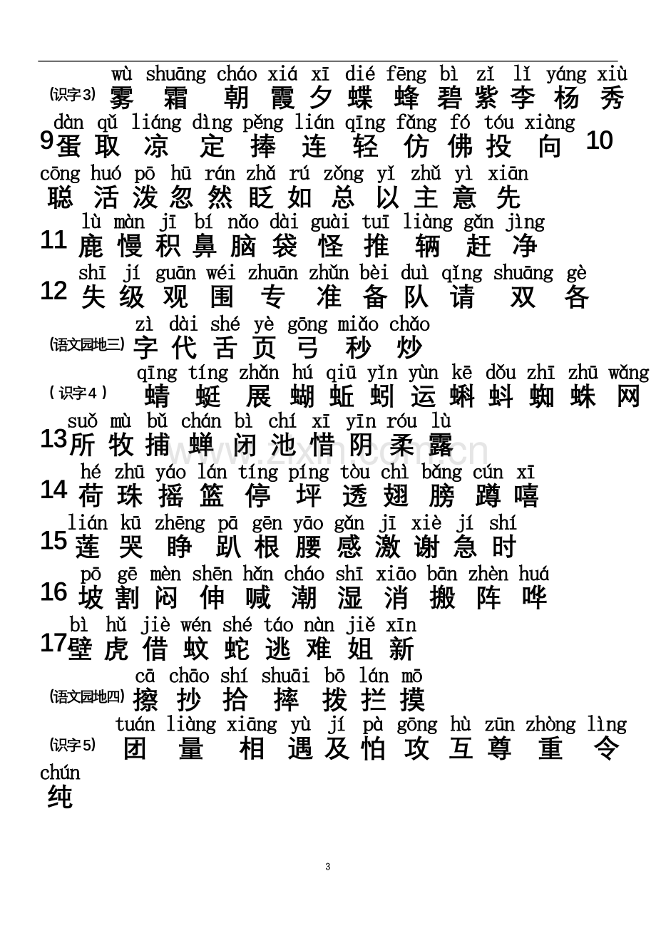 一年级语文下册生字表带拼音(人教版).docx_第3页