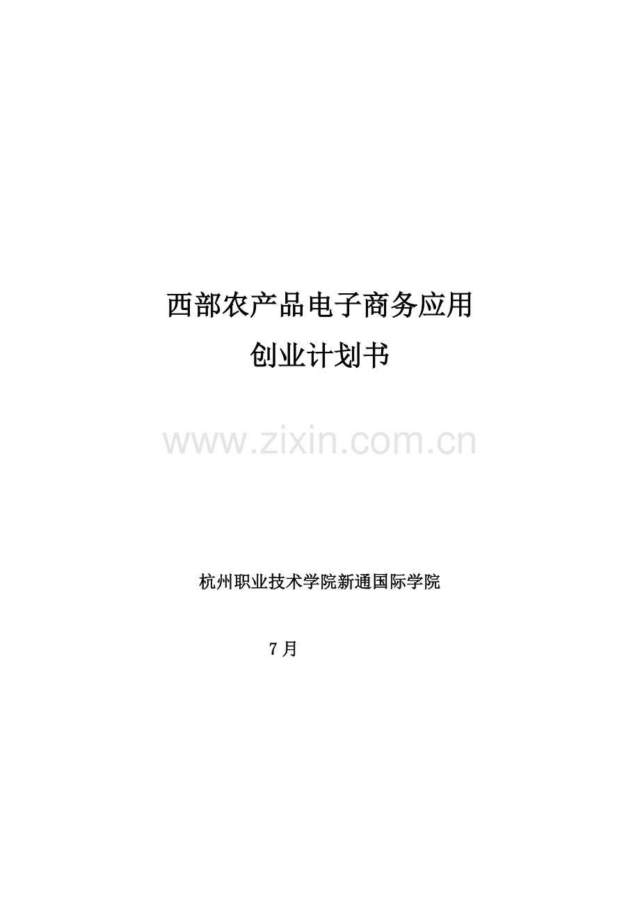 西部农产品电子商务应用创业专题计划书.doc_第1页