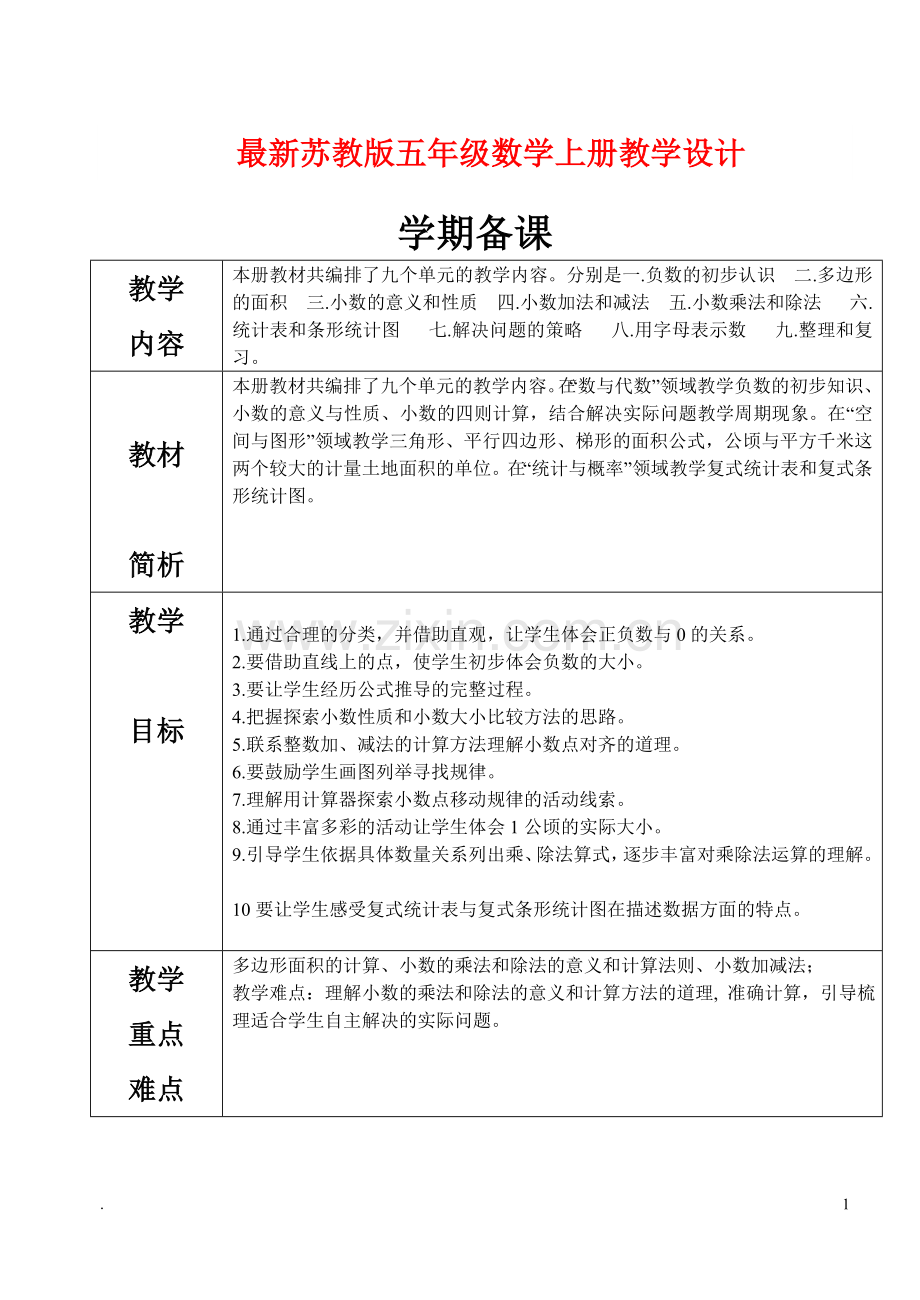 苏教版五5年级--上册数学教案全册教案教学设计.doc_第1页