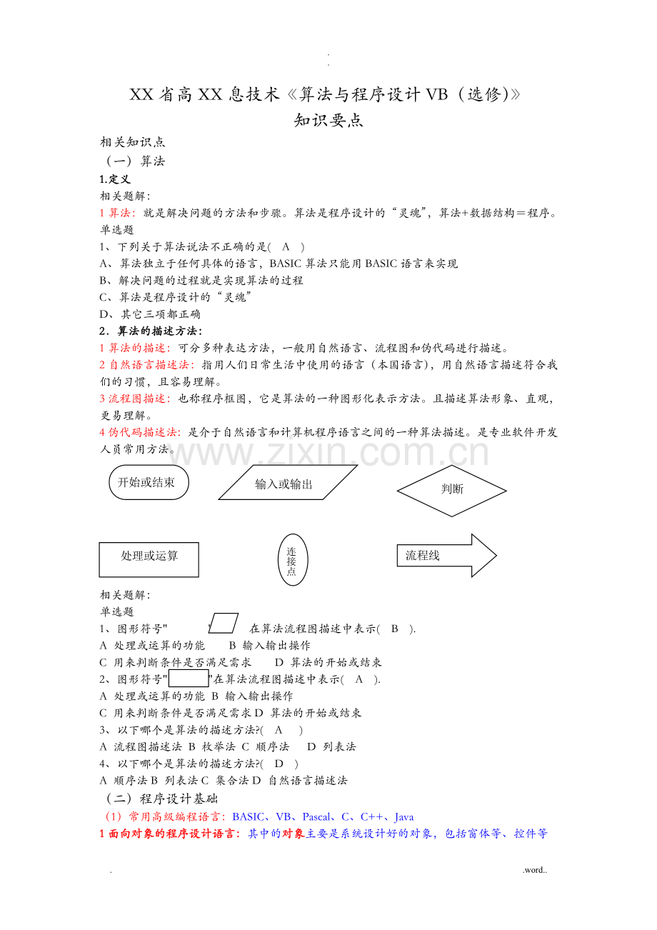 信息技术算法与程序设计知识要点.doc_第1页