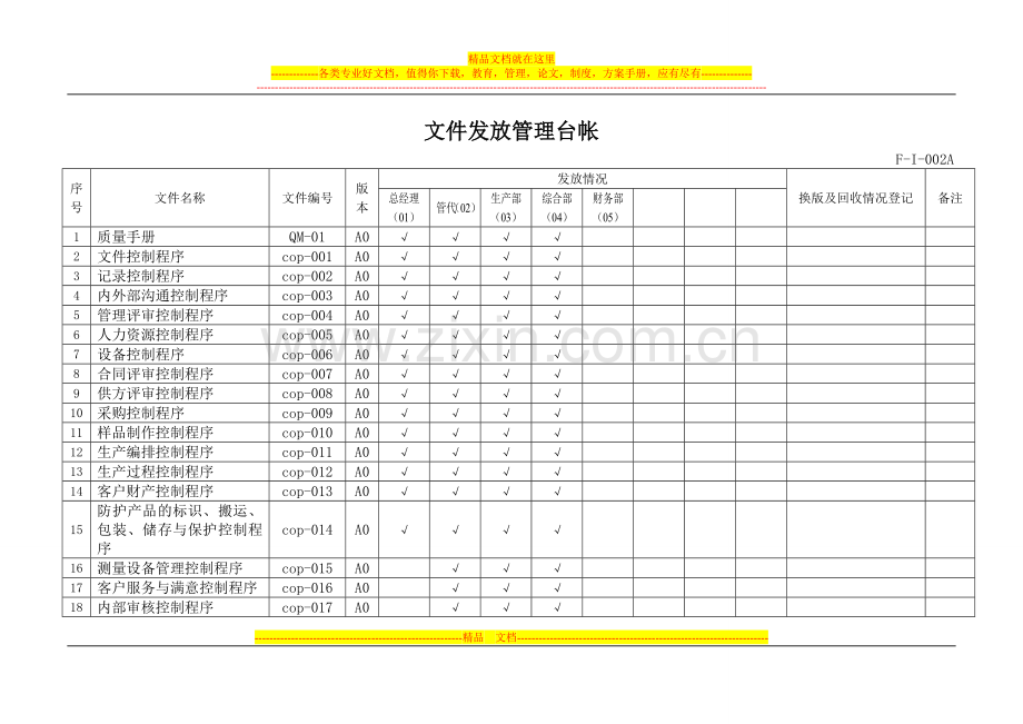 文件发放管理台帐.doc_第1页