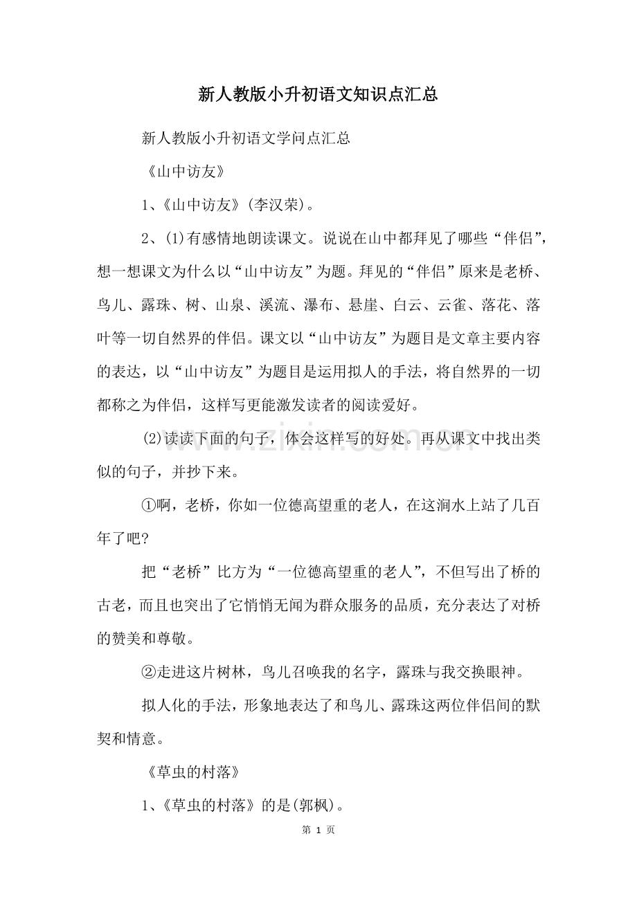 新人教版小升初语文知识点汇总.docx_第1页