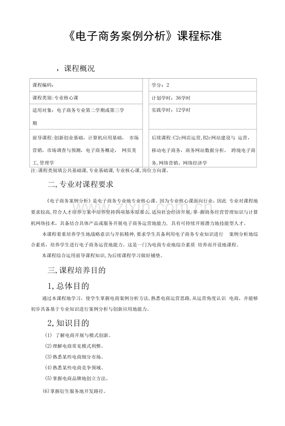 电子商务案例分析与创新应用教学大纲.docx_第1页