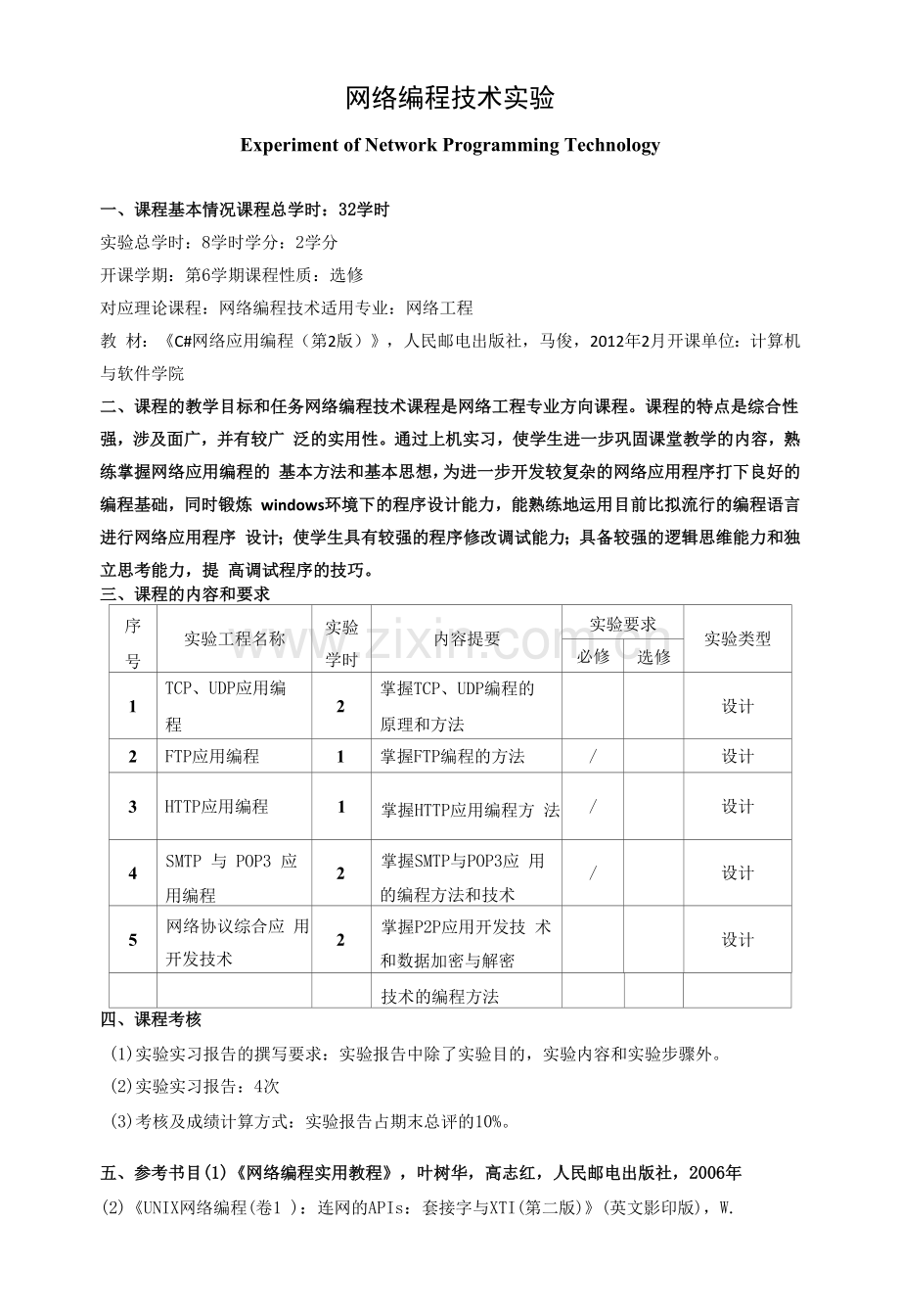 《网络编程技术实验》教学大纲.docx_第1页