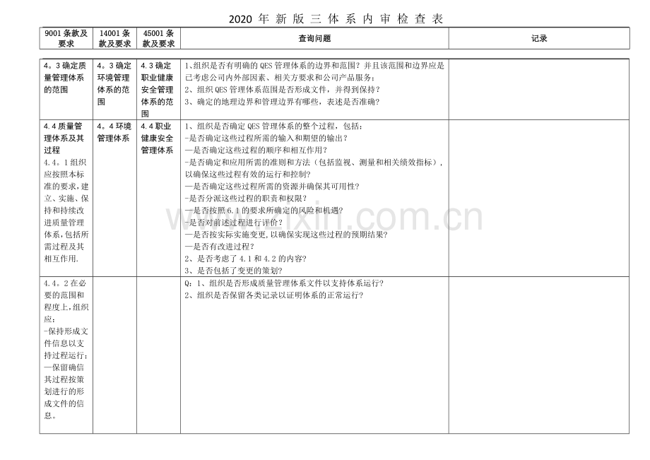 2020年新版三体系内审检查表(全条款).doc_第2页