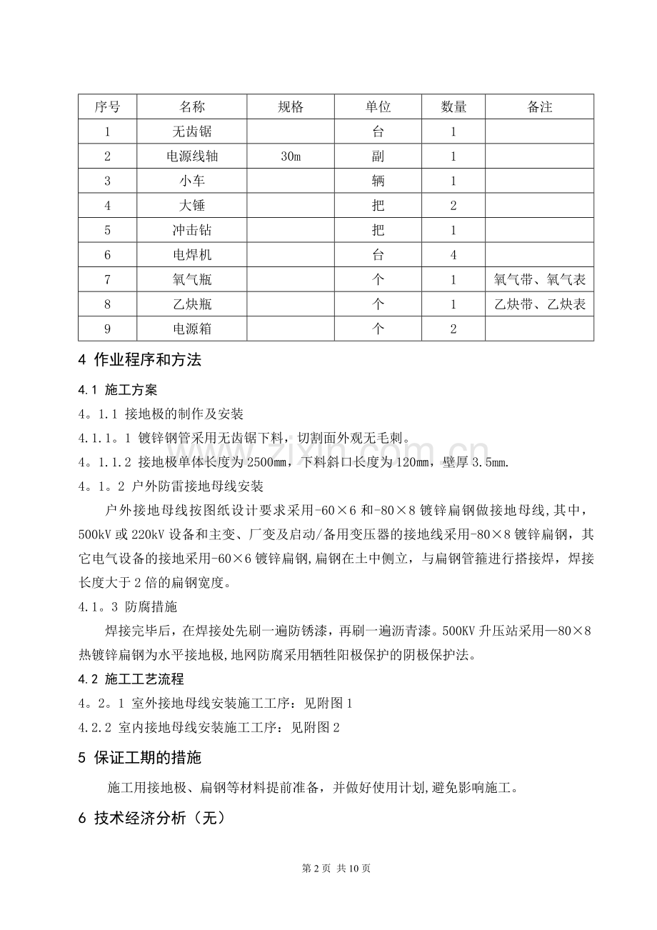 全厂防雷接地装置安装施工技术措施(修改).doc_第2页