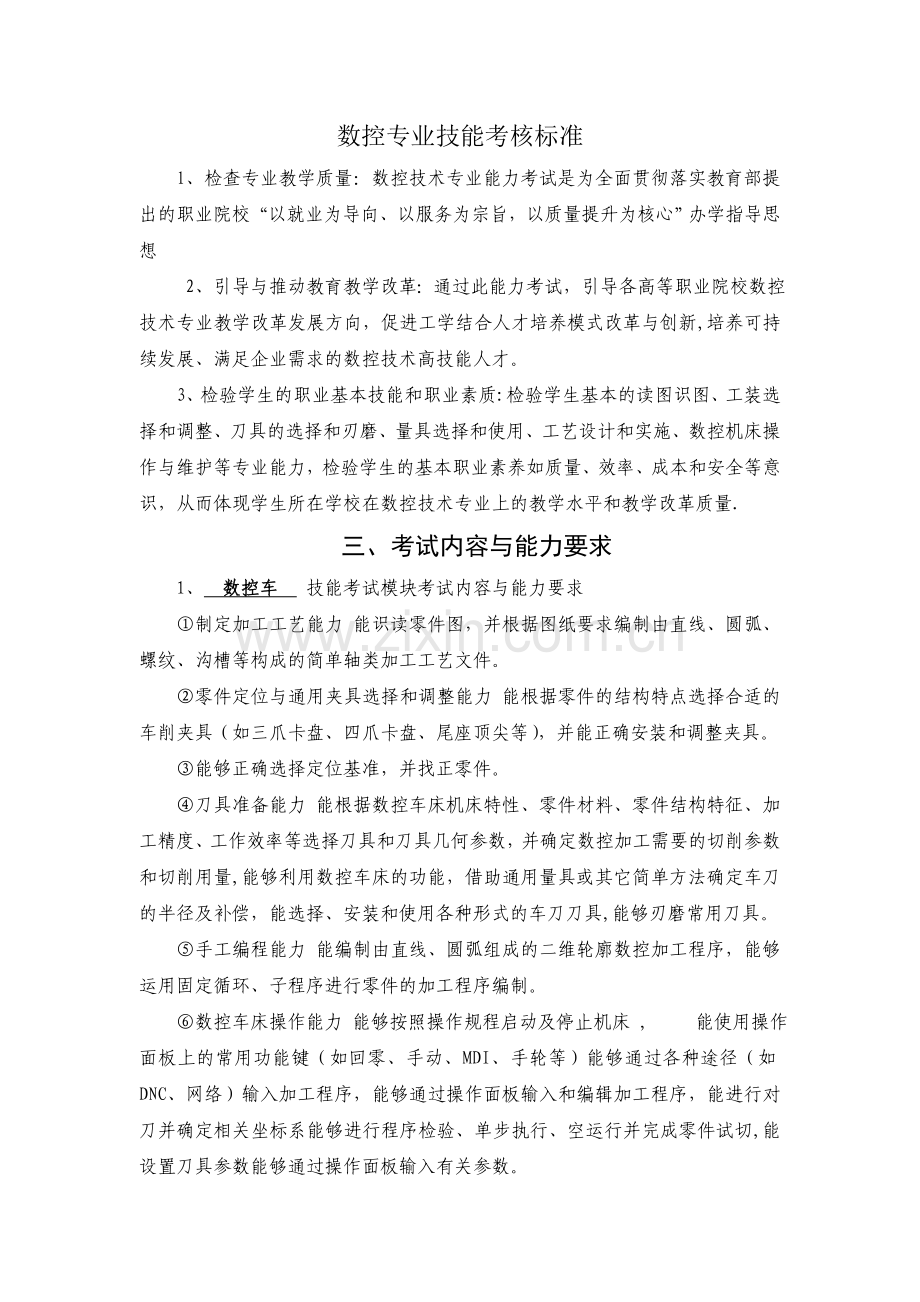 数控专业技能考核标准.doc_第1页