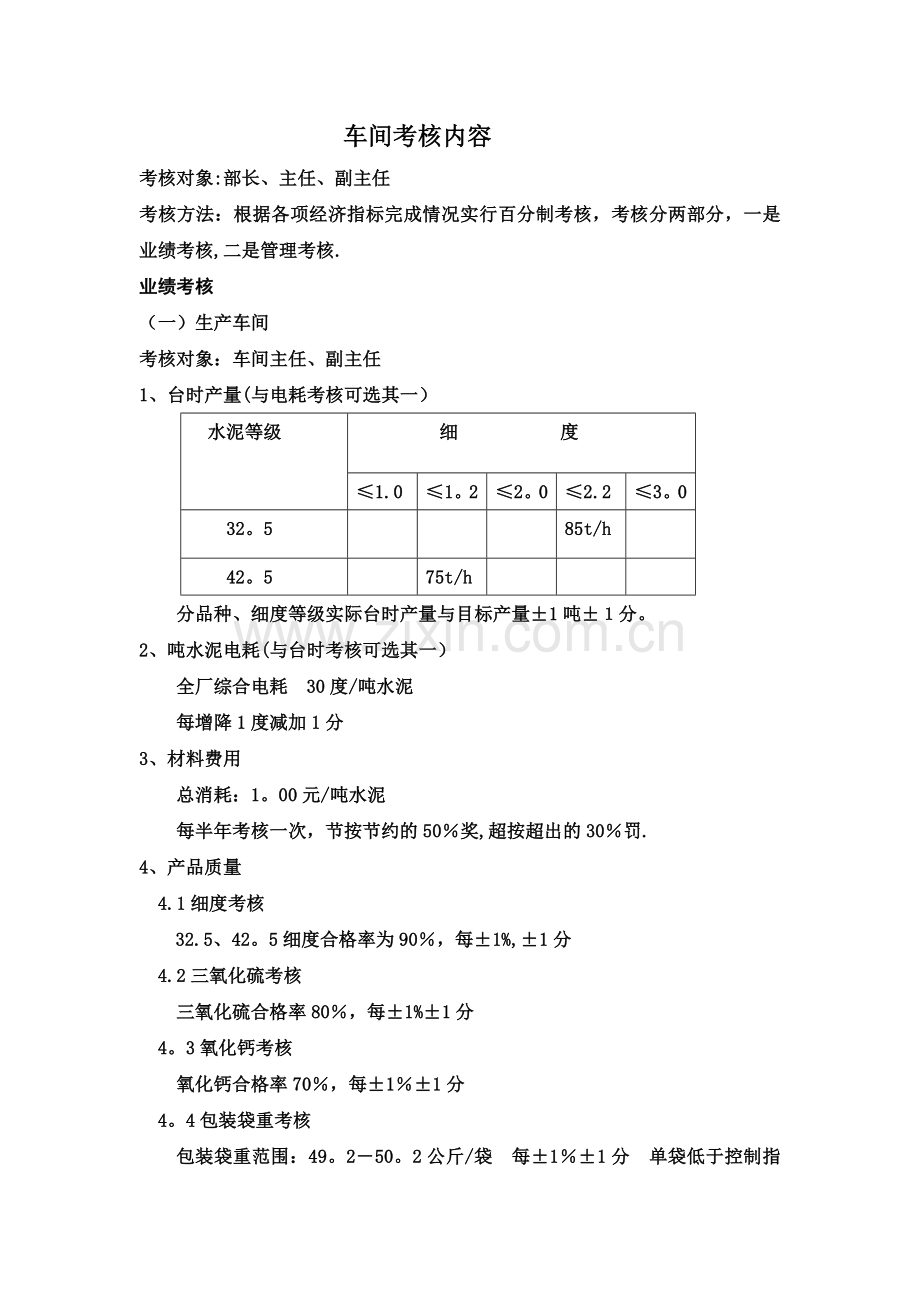 新编工作总结车间考核内容.doc_第1页