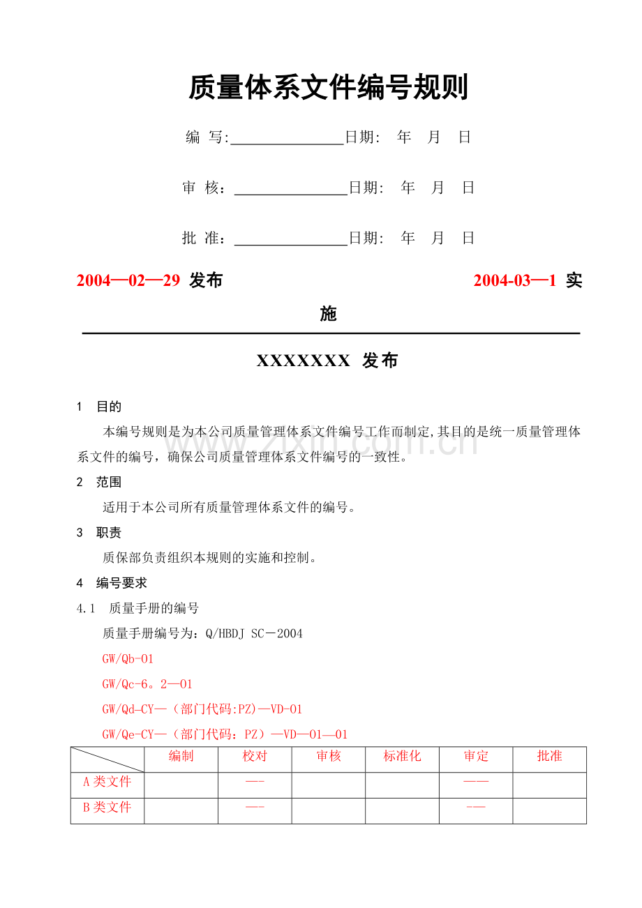 质量体系文件编号规则.doc_第1页