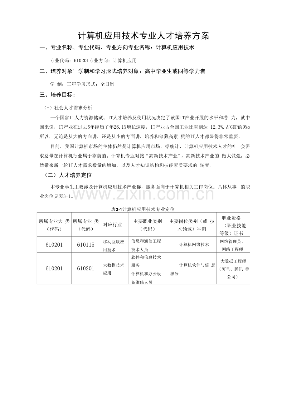 计算机应用技术专业人才培养方案.docx_第1页