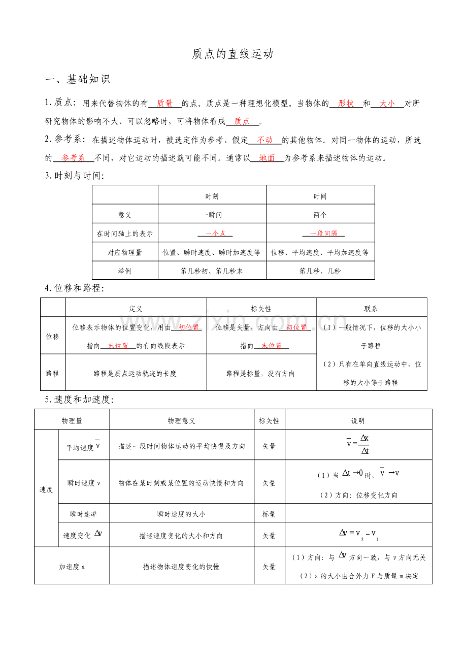 高中物理质点地直线运动教案设计讲义.pdf_第1页