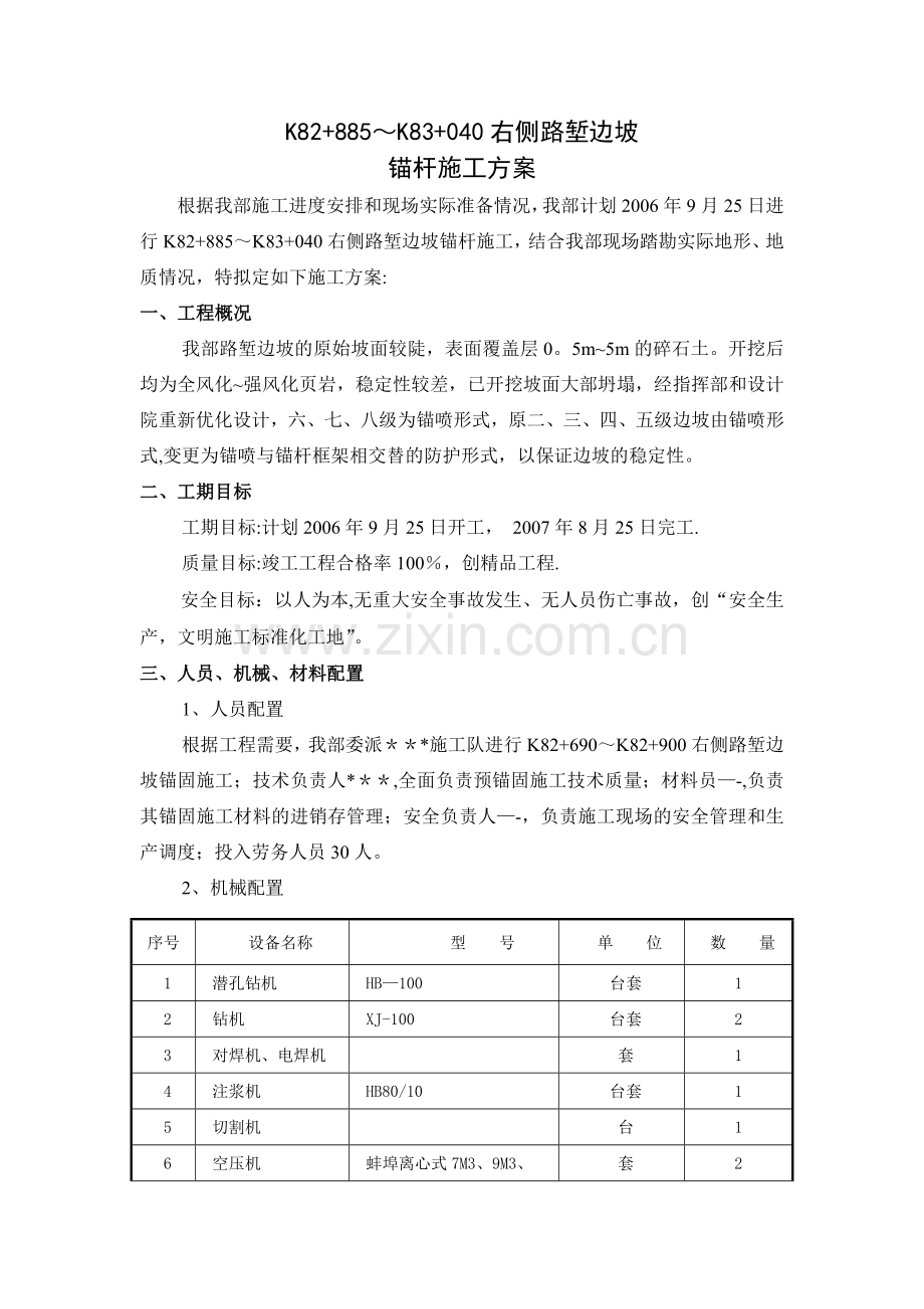 高速公路高边坡锚杆施工方案.doc_第1页