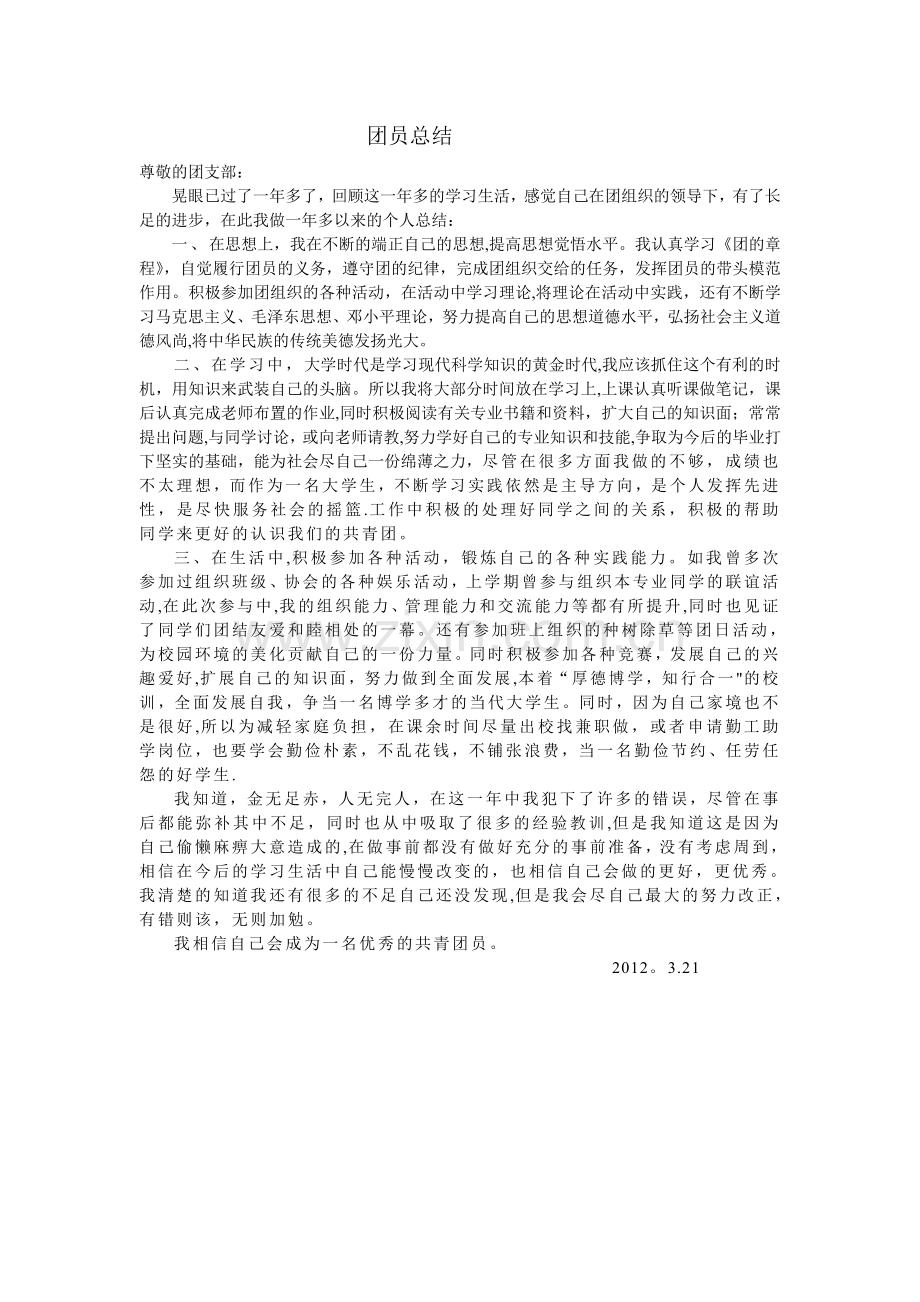 团员个人年度总结.doc_第1页