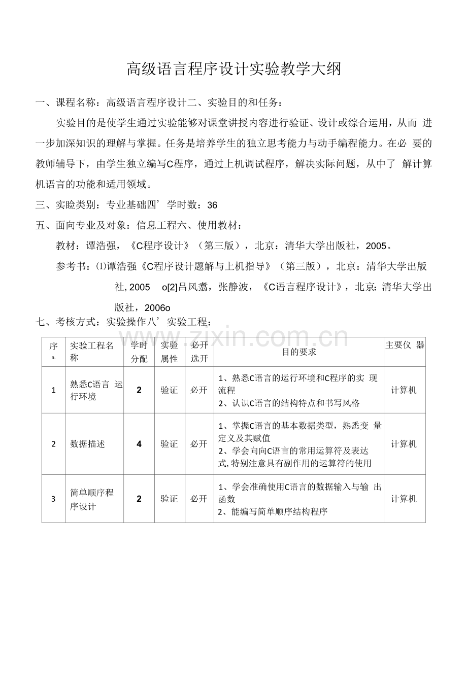 高级语言程序设计实验教学大纲.docx_第1页