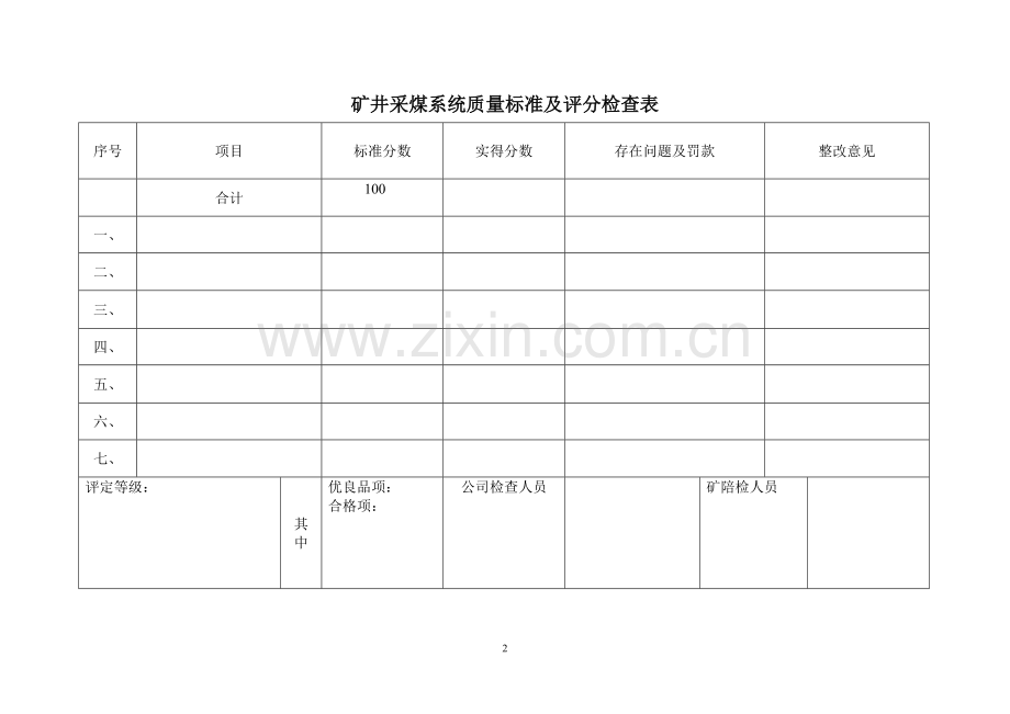 山西省煤矿安全质量标准化标准及考核评级办法试卷教案.doc_第2页