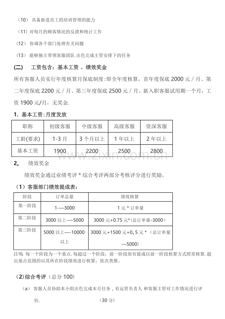 客服人员考核标准及薪资制度(草).docx_第3页