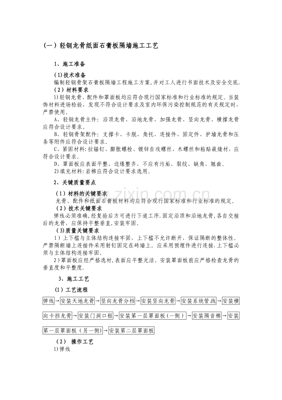 轻钢龙骨石膏板吊顶、隔墙施工工艺及质量通病.doc_第1页