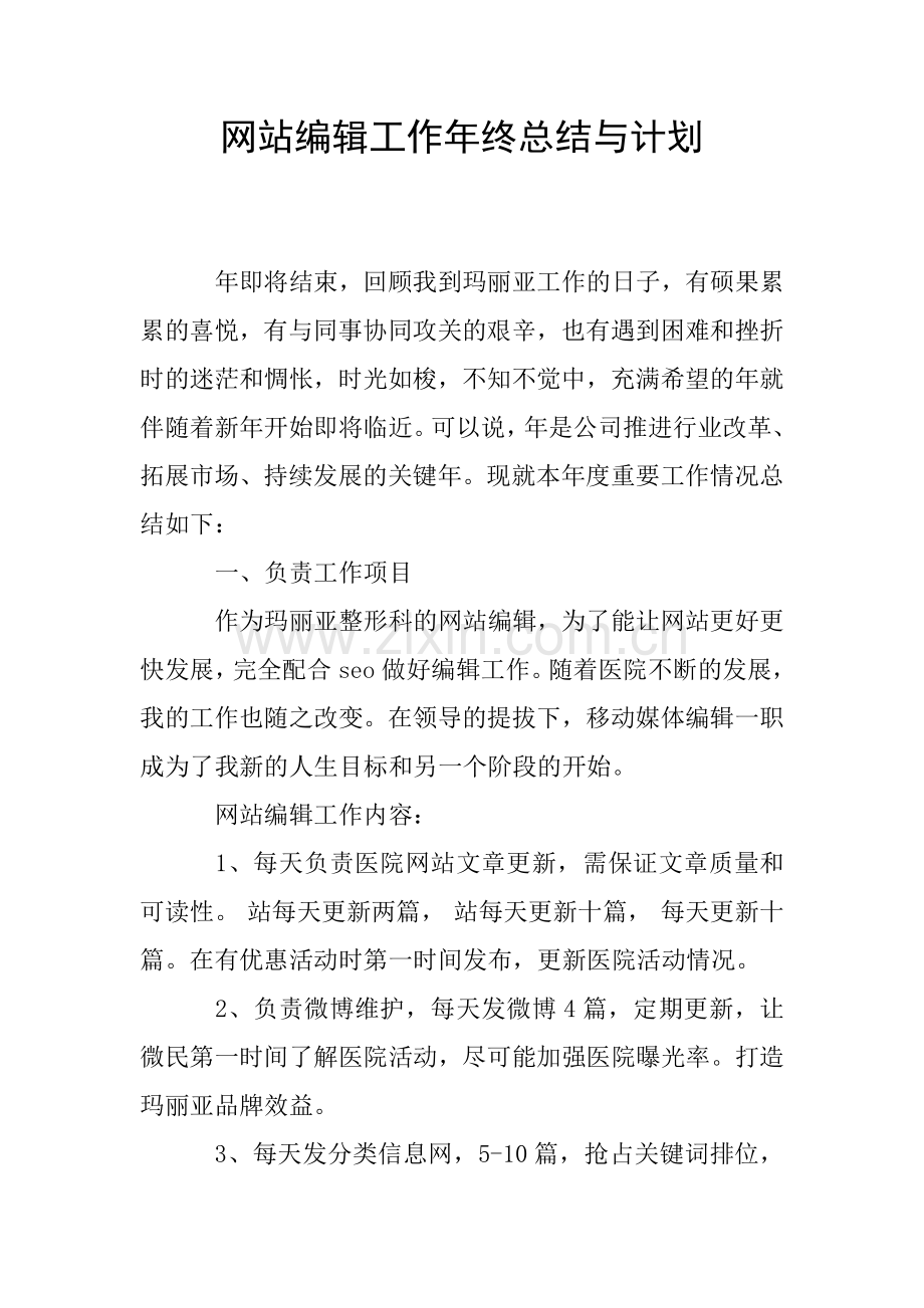 网站编辑工作年终总结与计划.doc_第1页