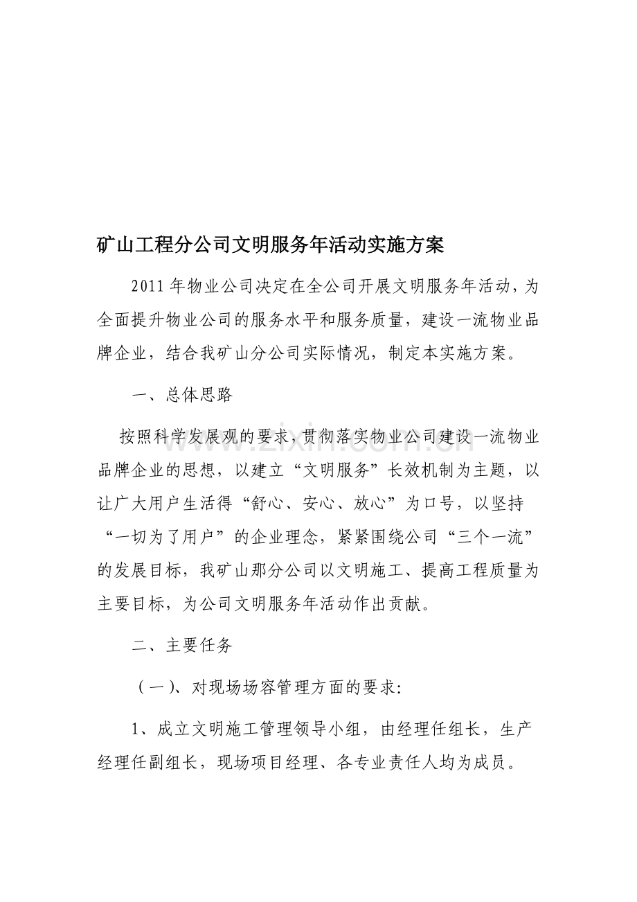 公司文明服务年实施方案.doc_第1页