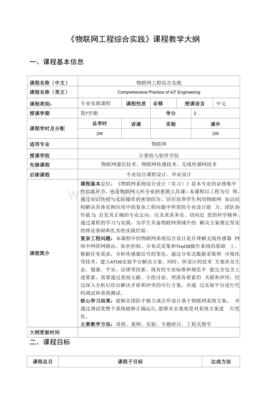 《物联网工程综合实践》课程教学大纲.docx_第1页