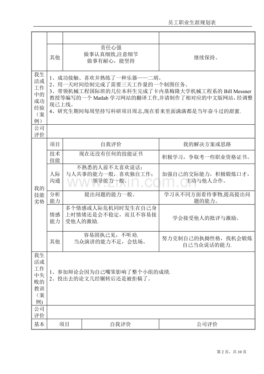 员工职业生涯规划表.doc_第3页