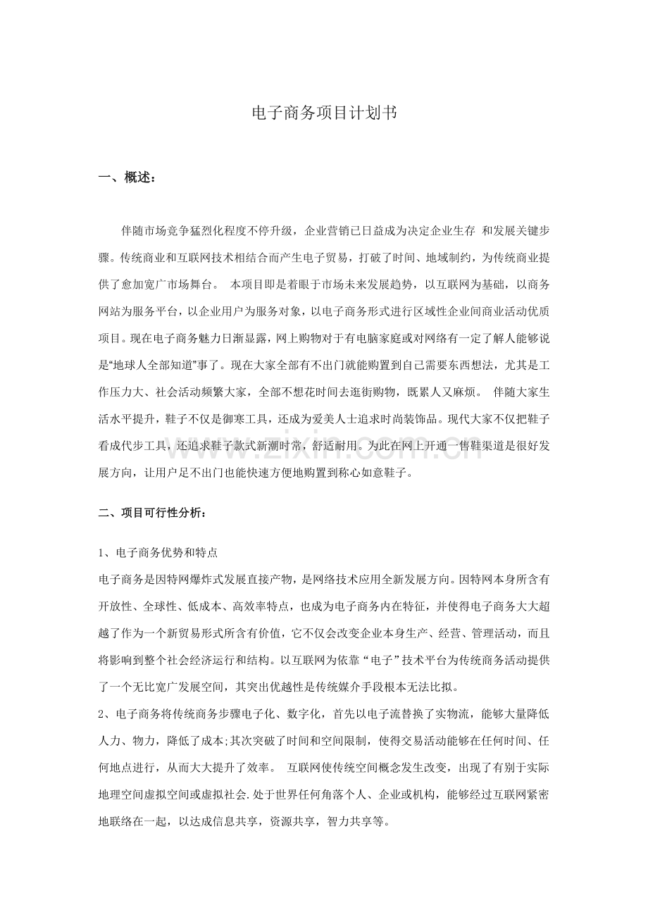 电子商务综合项目专题计划书.doc_第1页