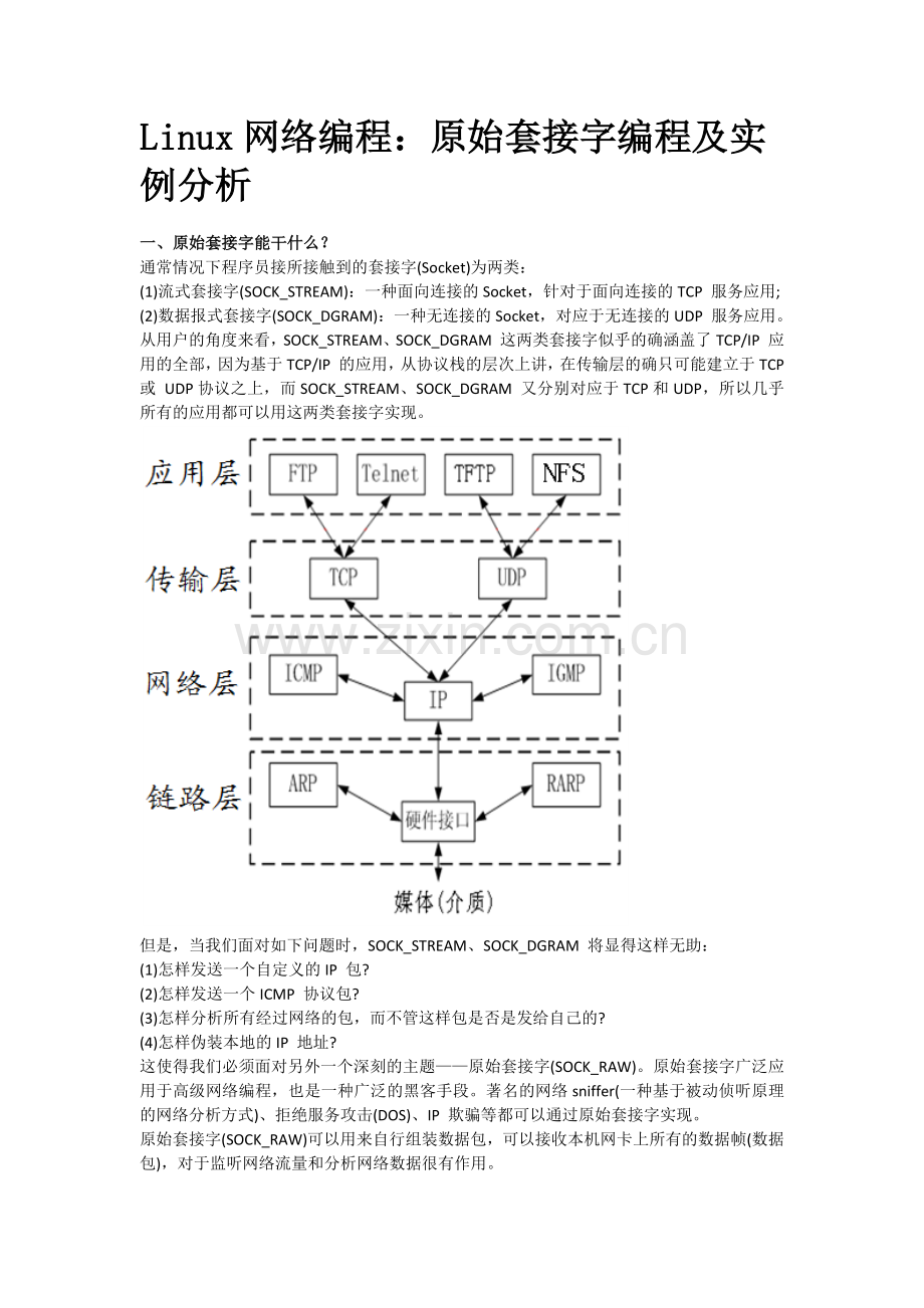 Linux网络编程：原始套接字编程及实例分析.docx_第1页