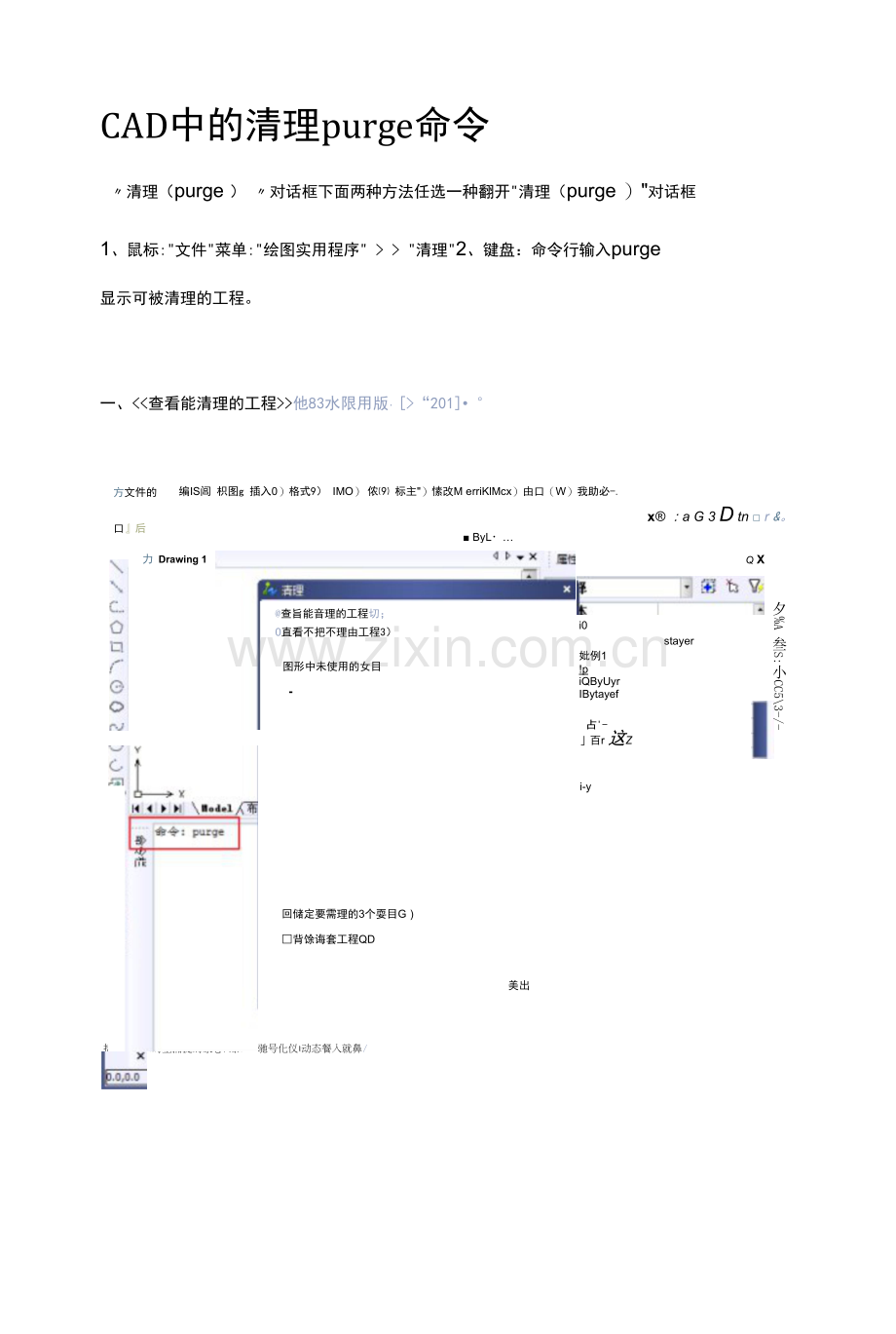 CAD中的清理purge命令.docx_第1页