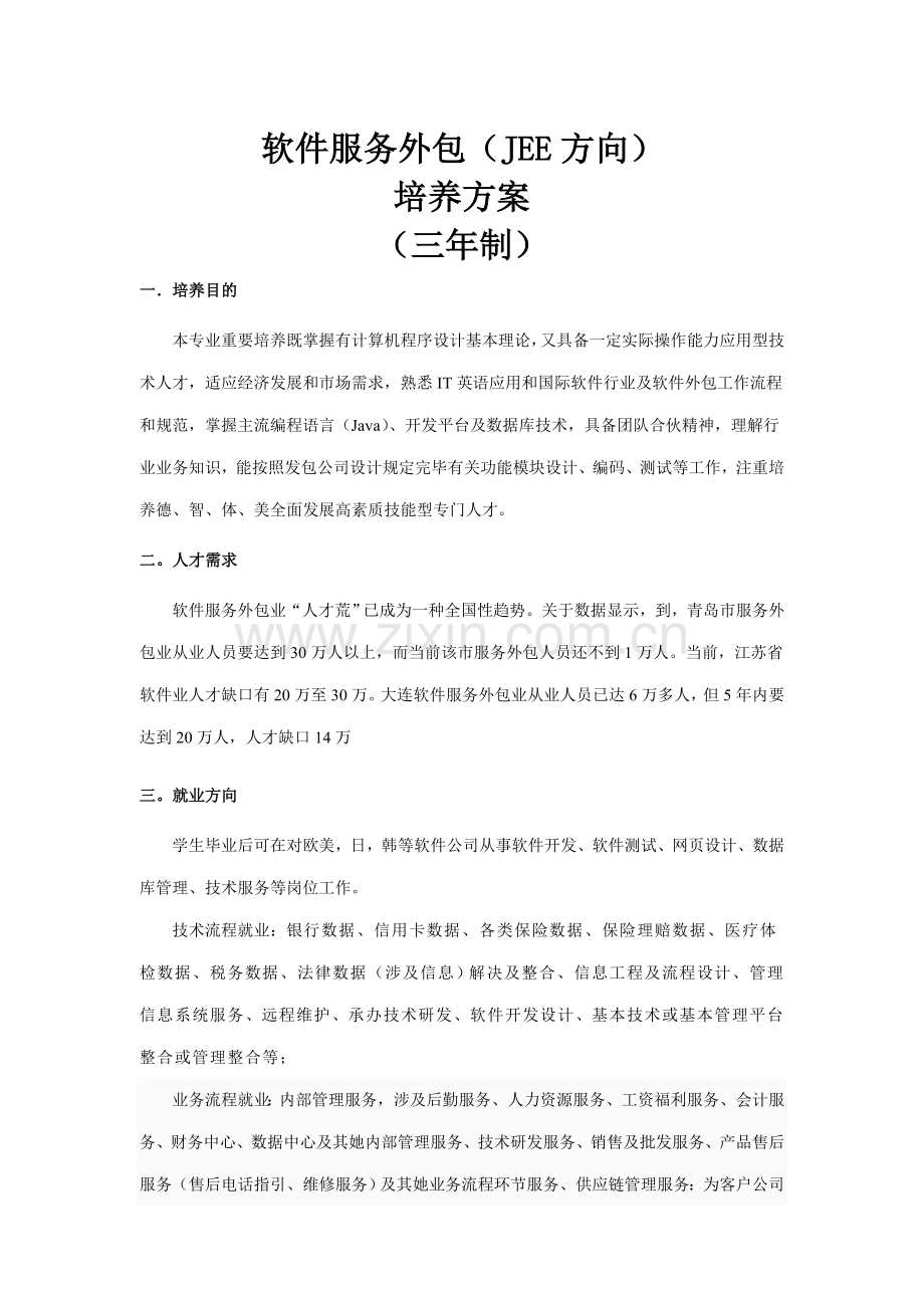 软件外包人才培养方案样本.doc_第1页