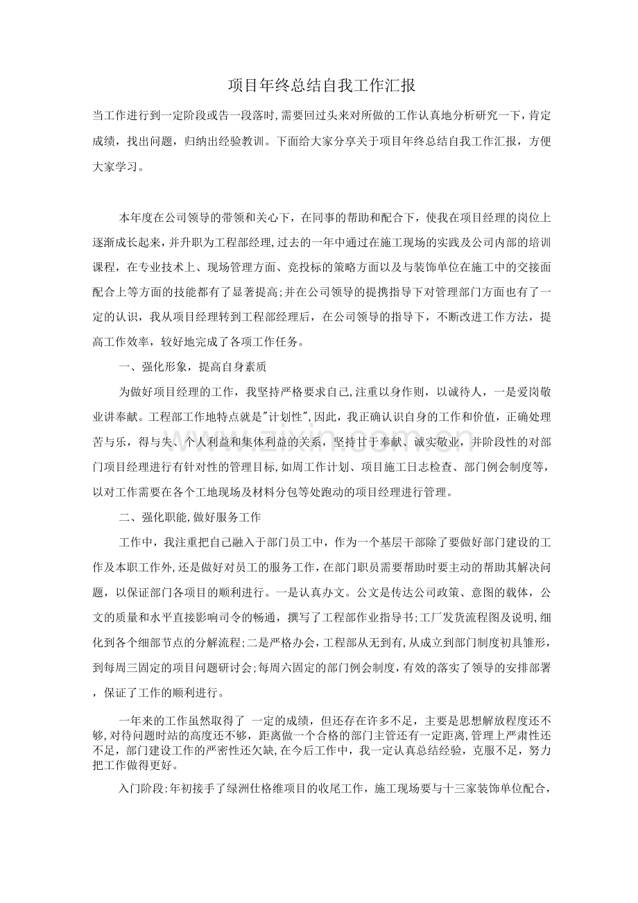 项目年终总结自我工作汇报.docx_第1页