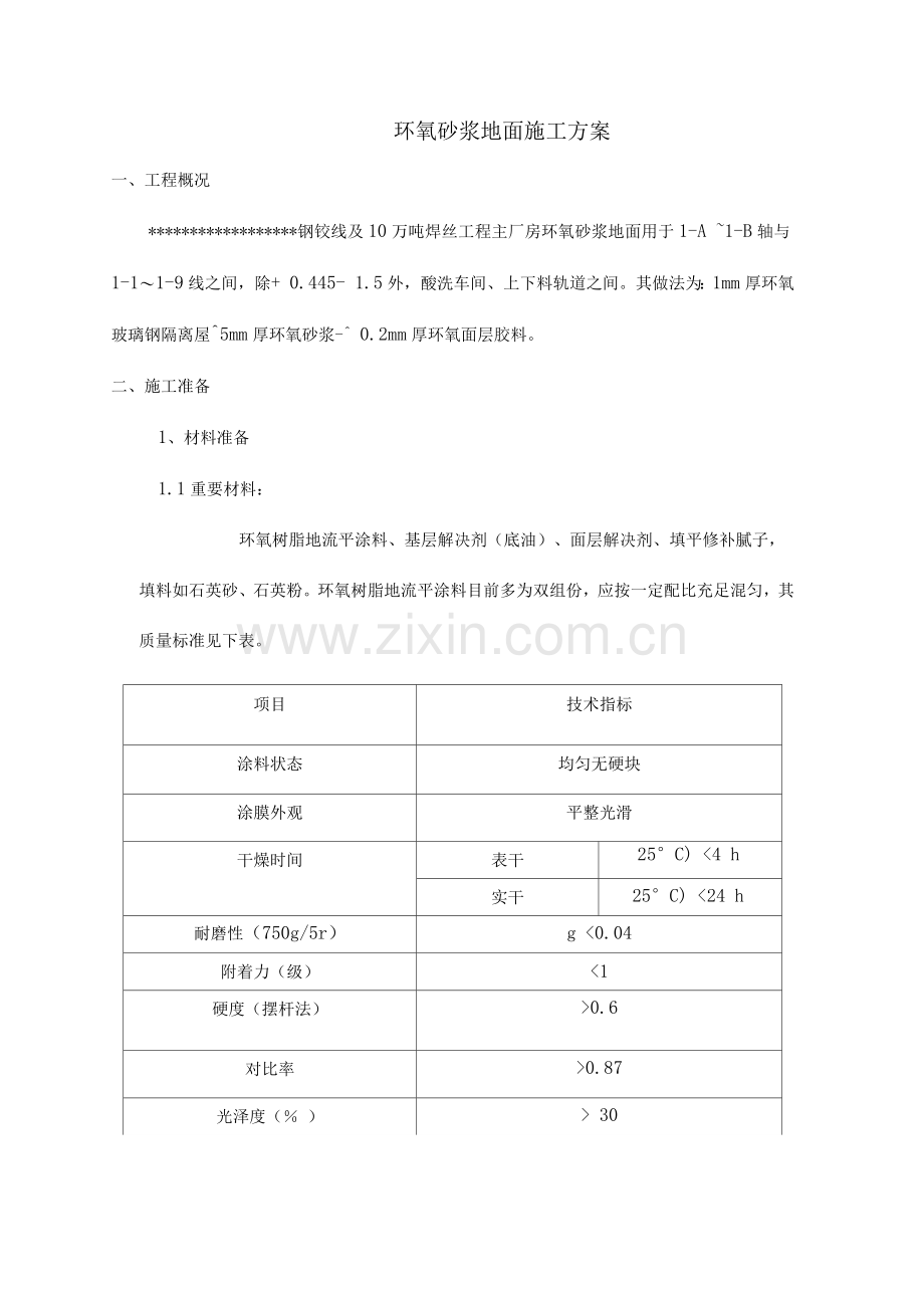 环氧砂浆地面施工方案.docx_第1页