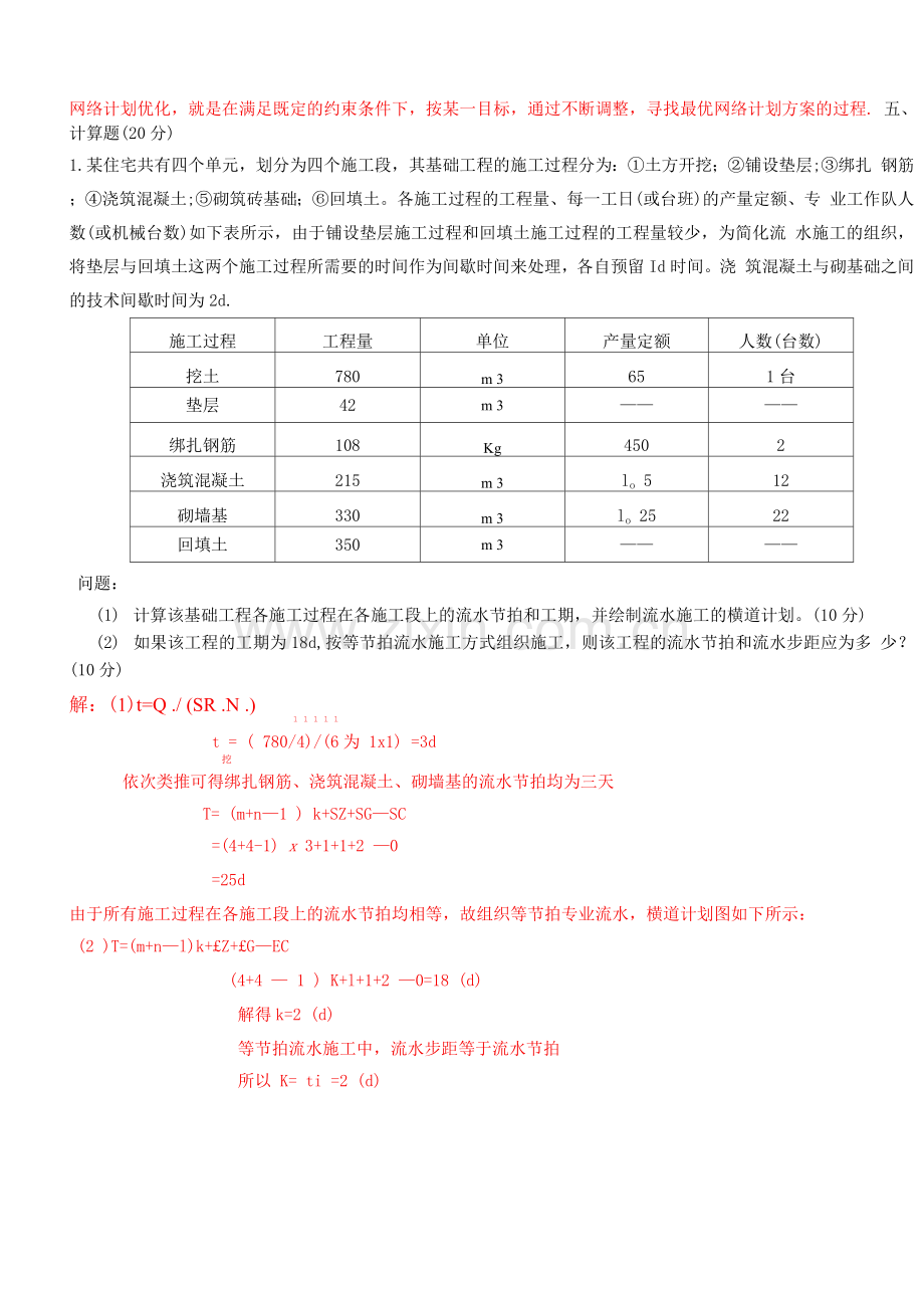 中职《建筑工程施工组织管理》试卷A(答案).docx_第3页