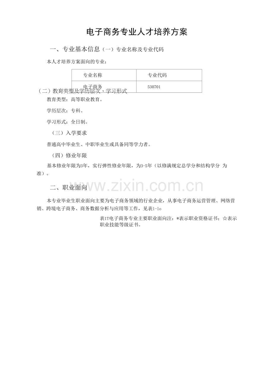 2021级专业人才培养方案(电子商务专业)(高职).docx_第1页