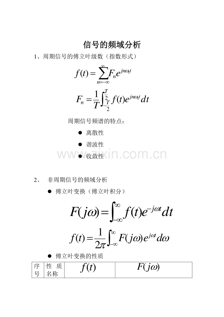 信号与系统资料：第三章小结.doc_第1页