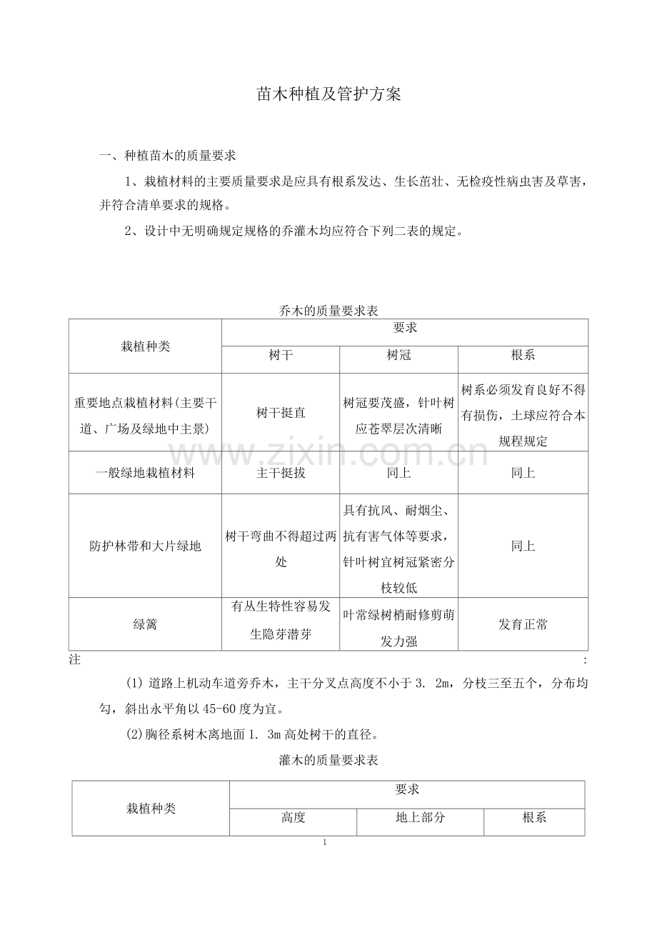 苗木种植及管护方案.docx_第1页