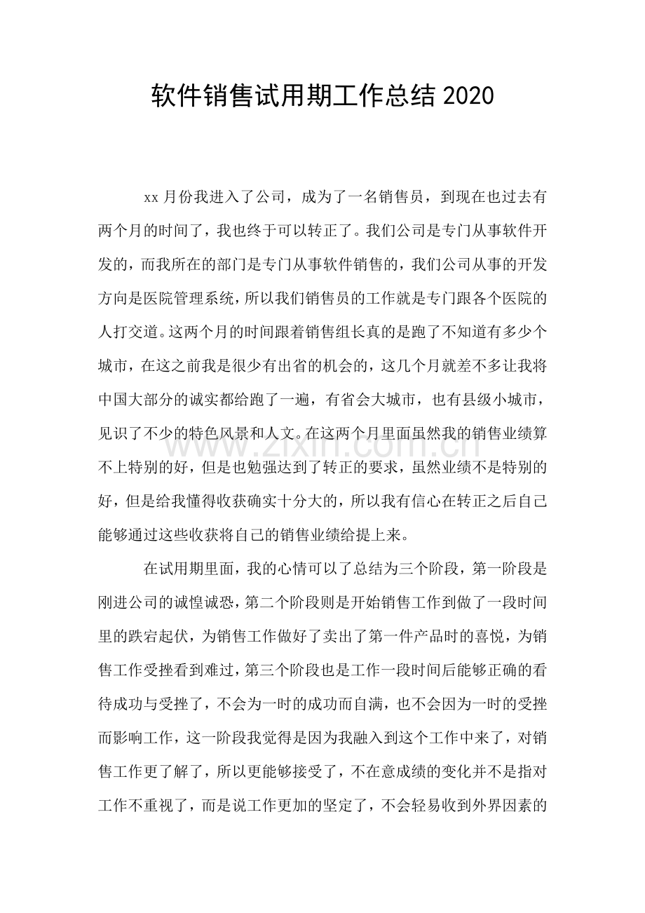 软件销售试用期工作总结2020.doc_第1页