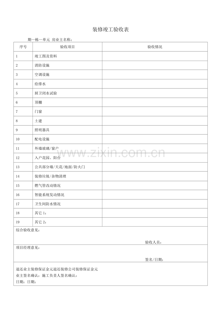 装修竣工验收表.docx_第1页