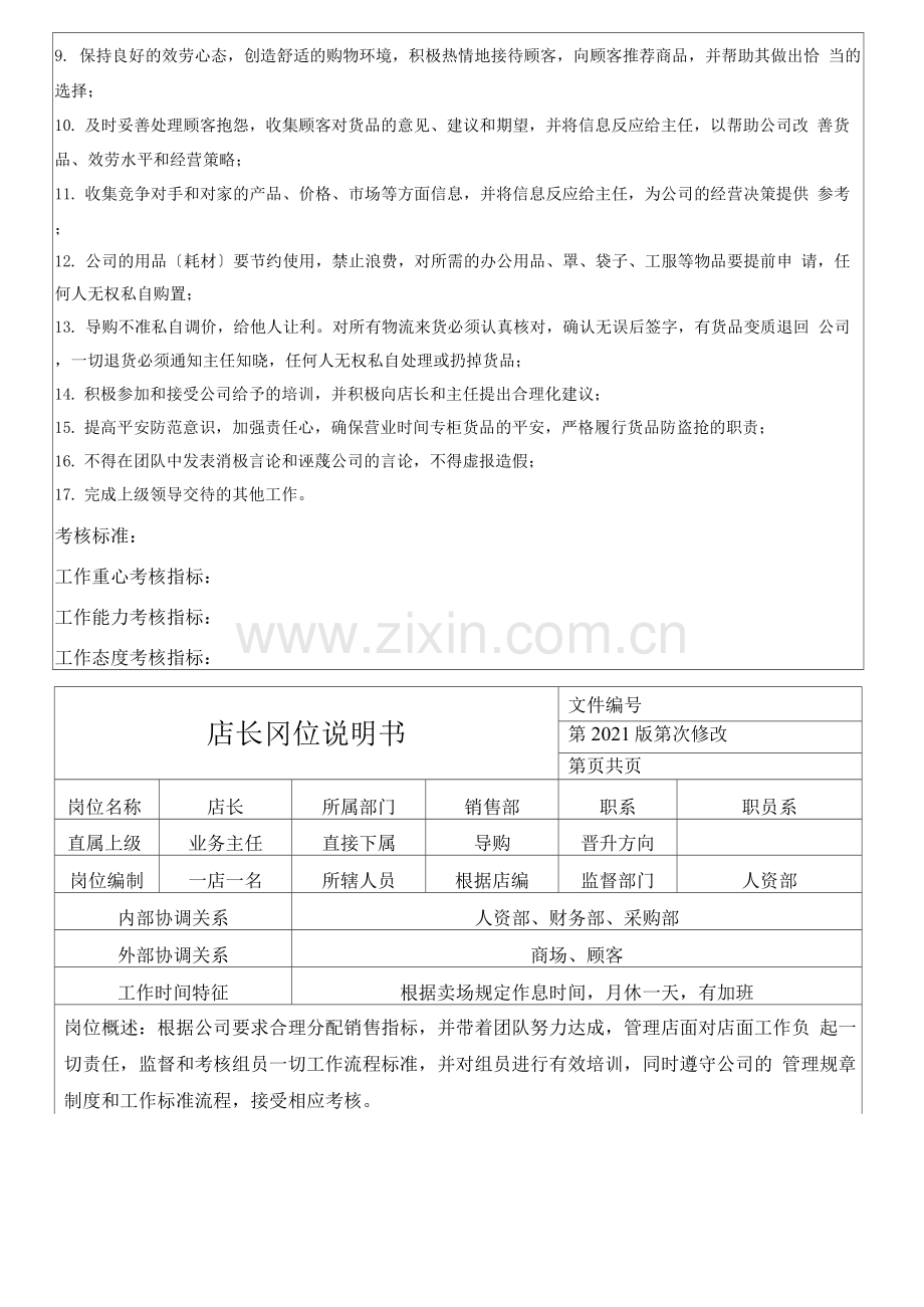 商业零售代理商公司的岗位说明书.docx_第2页