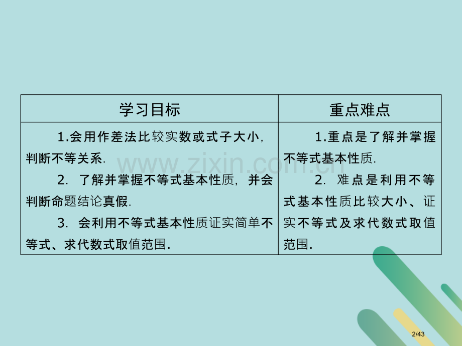 高中数学第一章不等关系与基本不等式1.1不等式的性质4-5省公开课一等奖新名师优质课获奖PPT课件.pptx_第2页