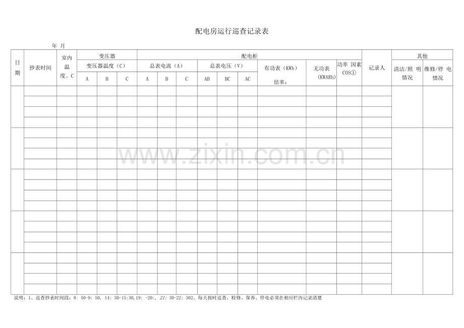 配电房运行巡查记录表.docx_第1页