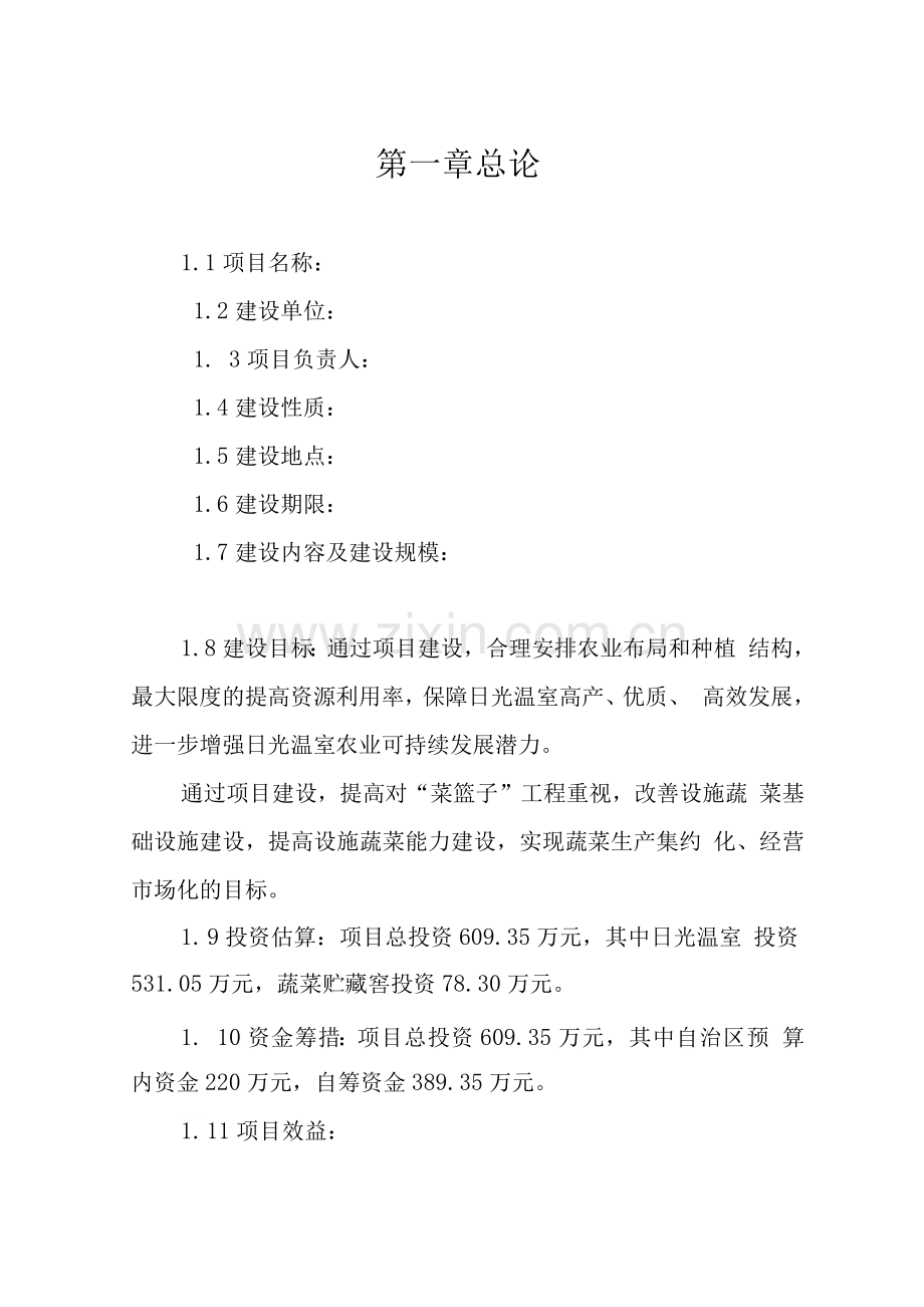 菜篮子工程设施蔬菜暖棚建设项目计划书.docx_第1页