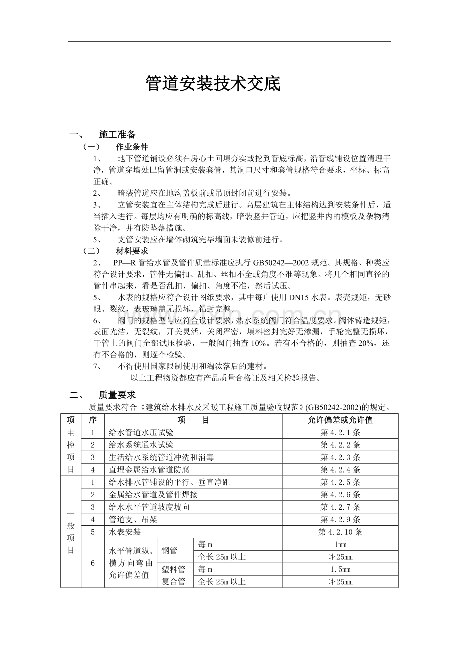 工程管道安装技术交底.doc_第1页