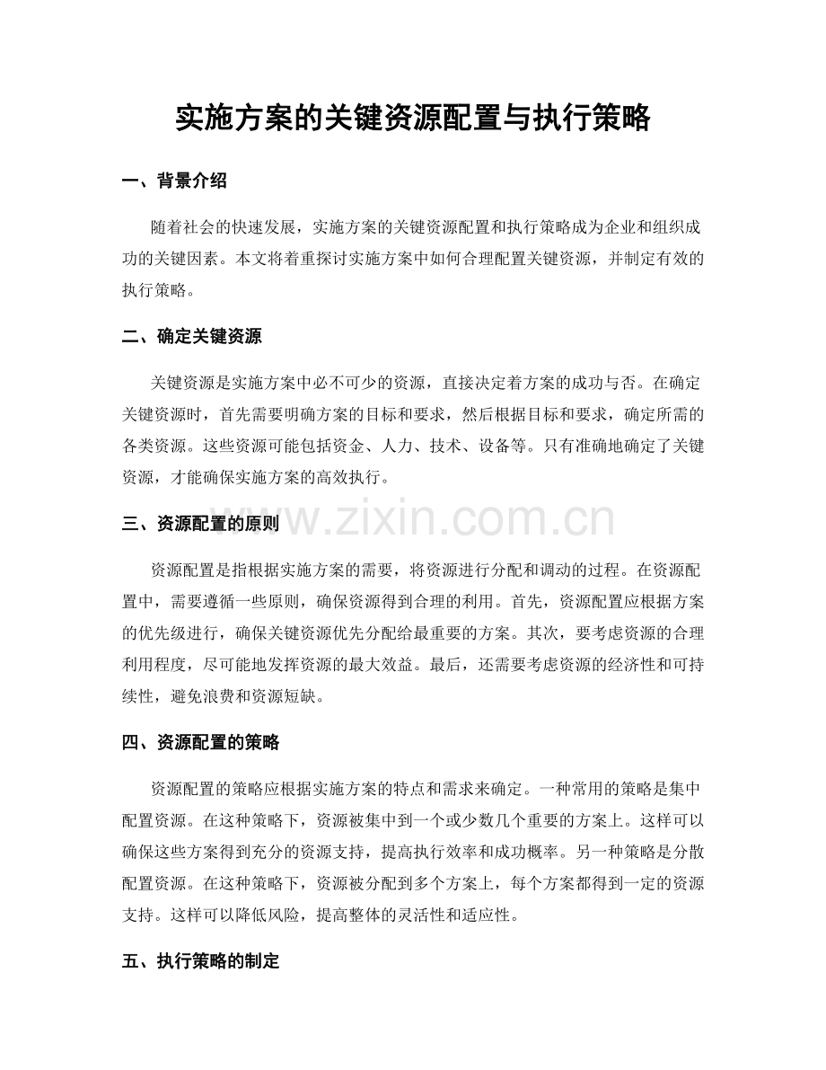 实施方案的关键资源配置与执行策略.docx_第1页