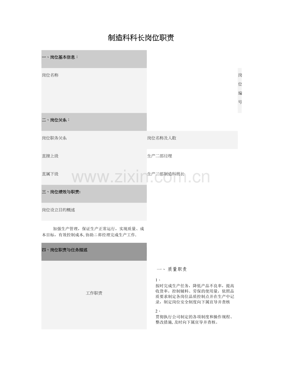 制造科科长岗位职责.doc_第1页