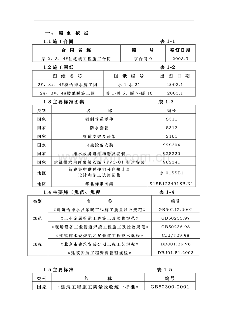 北京某住宅暖卫施工组织设计.doc_第1页